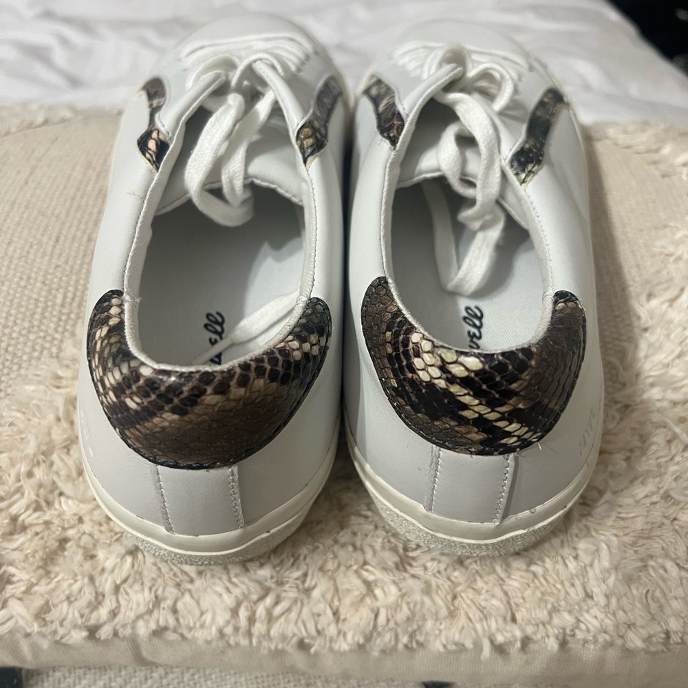 Madewell Sidewalk Low Top Leather Snakeskin Trim Sneakers - Picture 9 of 9